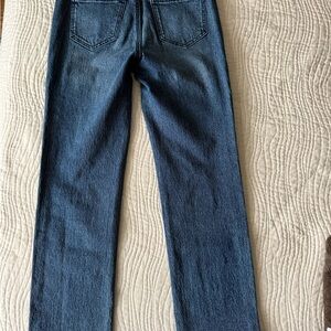 Women's Straight-Leg Jeans in Medium Blue. Mid/Low rise